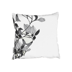 Black  White Flower Illustration Outdoor Cushion - White / 60cm - thumbnail 2