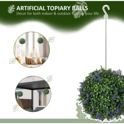 HOMCOM Set of 2 Artificial Plant Topiary Balls Fake Plants Purple - Purple - thumbnail 4