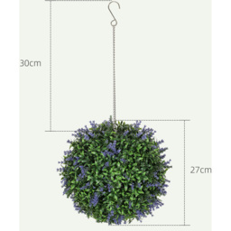 HOMCOM Set of 2 Artificial Plant Topiary Balls Fake Plants Purple - Purple - thumbnail 3