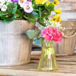Pyramid Glass Bottle Bud Vase 10cm - Yellow - thumbnail 3