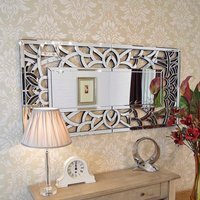 MirrorOutlet Langdale Stylised Detailed Venetain Mirror 150 x 76cm - Silver