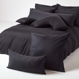 330 Thread Count Egyptian Cotton Housewife Pillowcase - Black / 60cm - thumbnail 2