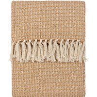 Lorne Waffle Fringed Throw - Honey