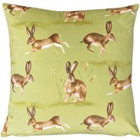 Country Running Hares Cushion - Sage / 80 Polyester 20 Feather