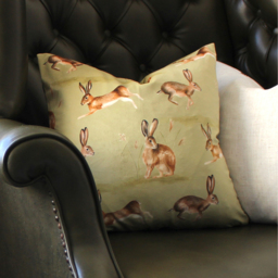 Country Running Hares Cushion - Sage / 80 Polyester 20 Feather - thumbnail 3