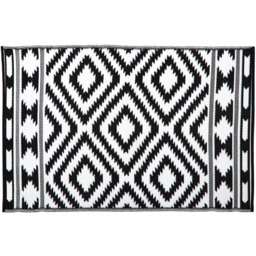 JVL Lightweight Reversible Plastic Woven Outdoor Rug, 133x190cm - Black - thumbnail 3