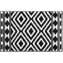 JVL Lightweight Reversible Plastic Woven Outdoor Rug, 133x190cm - Black - thumbnail 2