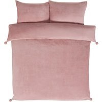 Pom Pom Fleece Polyester Duvet Set With Pillowcase - Blush / Double - image 1