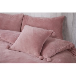 Pom Pom Fleece Polyester Duvet Set With Pillowcase - Blush / Double - thumbnail 2