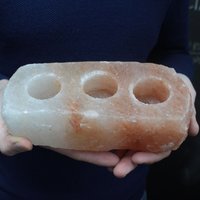 Natural Salt Candle Holder 3 holes - Orange