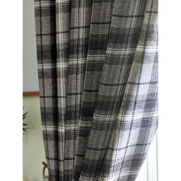 Oban Checked Tartan Room Darkening Ring Top Curtains - Grey, Charcoal, Silver / 229cm - thumbnail 2
