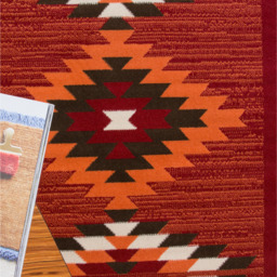 Red Terracotta Tribal Geometric Living Room Rug - Red / 240 x 60cm - thumbnail 2