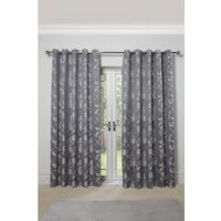 Meadows Lined Eyelet Jacquard Curtains - Silver / 228cm / 183cm