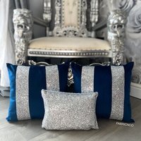 Royal Blue Plush Velvet Glitter Cushion Cover Set - Royal Blue