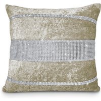 Luxury Crushed Velvet With 3 Tier Diamante Detail - Natural