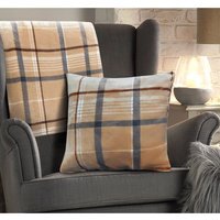 Soft Mink Check Print Cushion - Natural