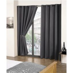 Woven Thermal Blackout Eyelet Curtains - Charcoal / 228cm / 168cm - thumbnail 4