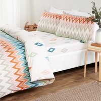 Bali Microfibre Polyester Chevron Complete Set With Pillowcase - Multicolor / King