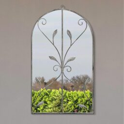 Arcus Concrete Metal Frame Arch Outdoor Garden Wall Mirror 80 x 46cm - Grey - thumbnail 2