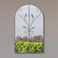 Arcus Concrete Metal Frame Arch Outdoor Garden Wall Mirror 80 x 46cm - Grey