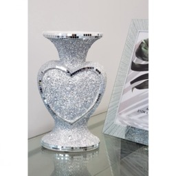 Heart Shape Crushed Diamond Vase - Silver - thumbnail 2