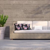 Pink Roses, Blue Wildflowers Outdoor Cushion - Pink / 60cm - thumbnail 1