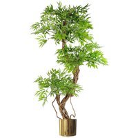 Realistic Artificial Japanese Fruticosa Tree Ficus Tree Gold Metal - Green