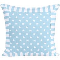 Cotton Stripe Border Stars Cushion Cover - Blue / 60cm