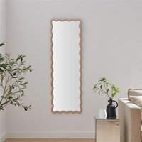 Damaris Wood Full Length 150x50cm Wavy Rectangle Wall Mirror - Wood
