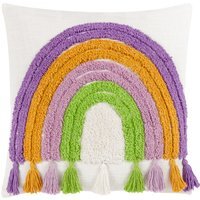 Rainbow Tassels Tufted Cushion - White / 80% Polyester, 20% Feather - image 1