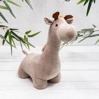Grey Fabric Giraffe Animal Doorstop - Grey