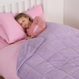 Kids Teddy Fleece Anxiety Stress Relief Weighted Blanket - Lilac - thumbnail 3