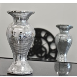 Silver Ceramic Mirrored Pot Vase  - Silver - thumbnail 2
