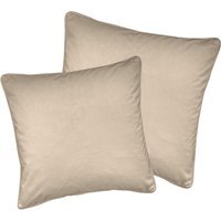 Pair of Soft Velvet Cushion Covers - Cases Only - Cream / 55cm - thumbnail 1
