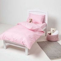 Egyptian Cotton Cot Bed Duvet Cover Set with Pillowcase 200 TC - Pink - image 1