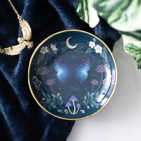 Ceramic Midnight Moth Trinket Dish - Blue - image 1