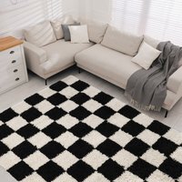 Super Soft Cosy Chequer Board Area Rug - Mono / 160x230cm - image 1