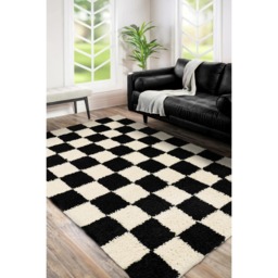 Super Soft Cosy Chequer Board Area Rug - Mono / 160x230cm - thumbnail 5