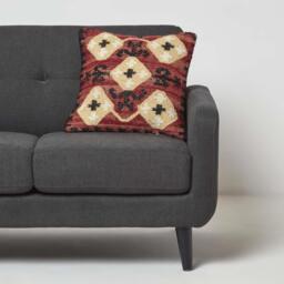 Homescapes Tirana Handwoven Traditional Red Kilim Cushion - Red - thumbnail 2