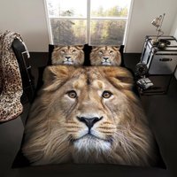Luxury 3D Lion Duvet Cover and Pillowcase Set - Lion / King size