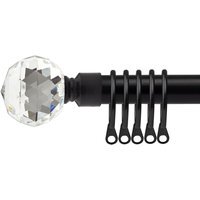 16-19mm Cristalla Extendable Durable Metal Curtain Pole Set - Black / 160cm