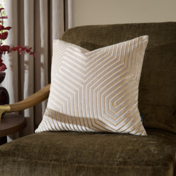 Evoke Cut Velvet Cushion - Oyster / 45cm / Polyester - thumbnail 5