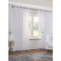 Lined Eyelet Voile Curtains - White / 116cm / 137cm - image 1