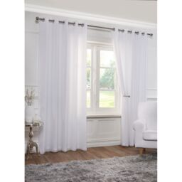 Lined Eyelet Voile Curtains - White / 116cm / 137cm - thumbnail 2