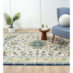 San Marino Living Room Area Rug - Low Pile Medallion Floral Design Muti Coloured - Multi Coloured / 230cm - thumbnail 4