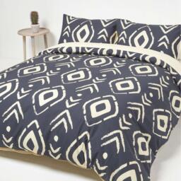 Black Aztec Digitally Printed Cotton Duvet Cover Set - Black / 2kg - thumbnail 2