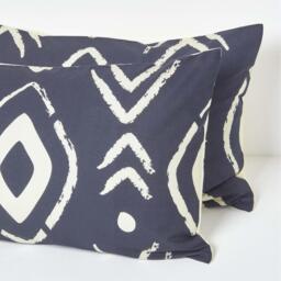 Black Aztec Digitally Printed Cotton Duvet Cover Set - Black / 2kg - thumbnail 3
