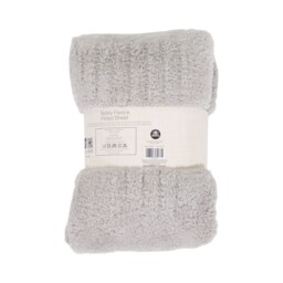 Soft Teddy Fleece Fitted Sheet - Silver / Double - thumbnail 2
