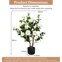 2 Pack Artificial Camellia Tree Faux Flower Plant - White - thumbnail 3
