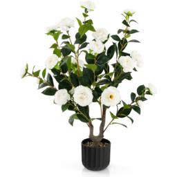 2 Pack Artificial Camellia Tree Faux Flower Plant - White - thumbnail 2